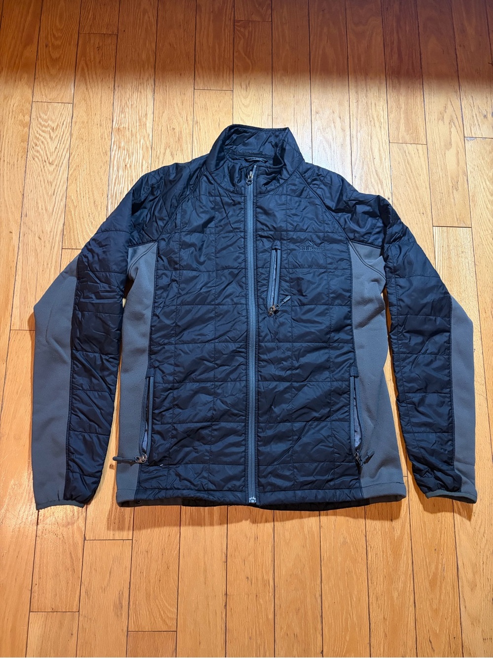 L.L. Bean Black and Gray Quilted Performance Jacket
